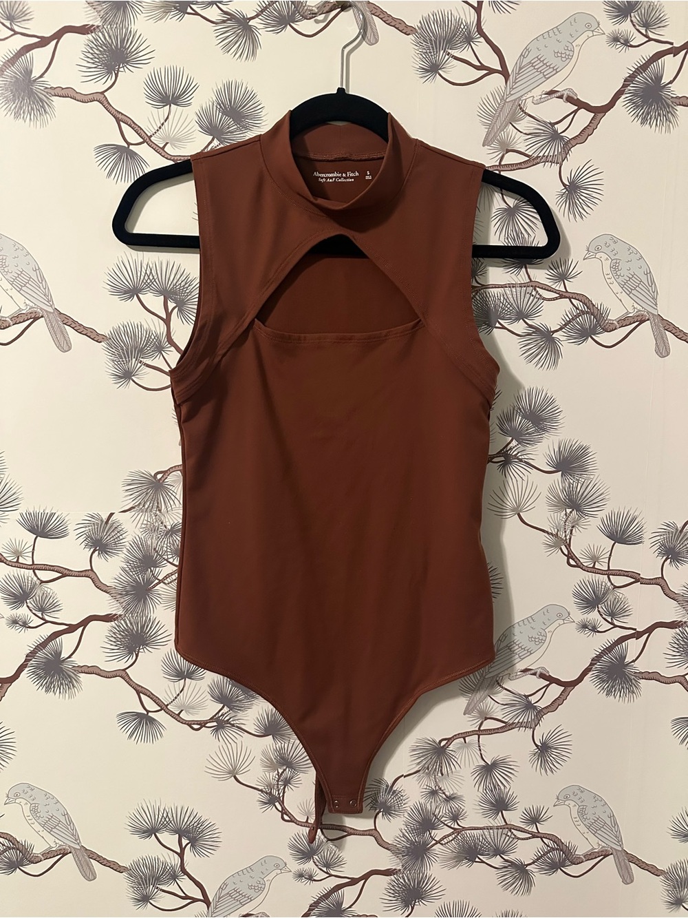 Abercrombie & Fitch Soft A&F Rust Brown Mock Neck Cutout Bodysuit Small